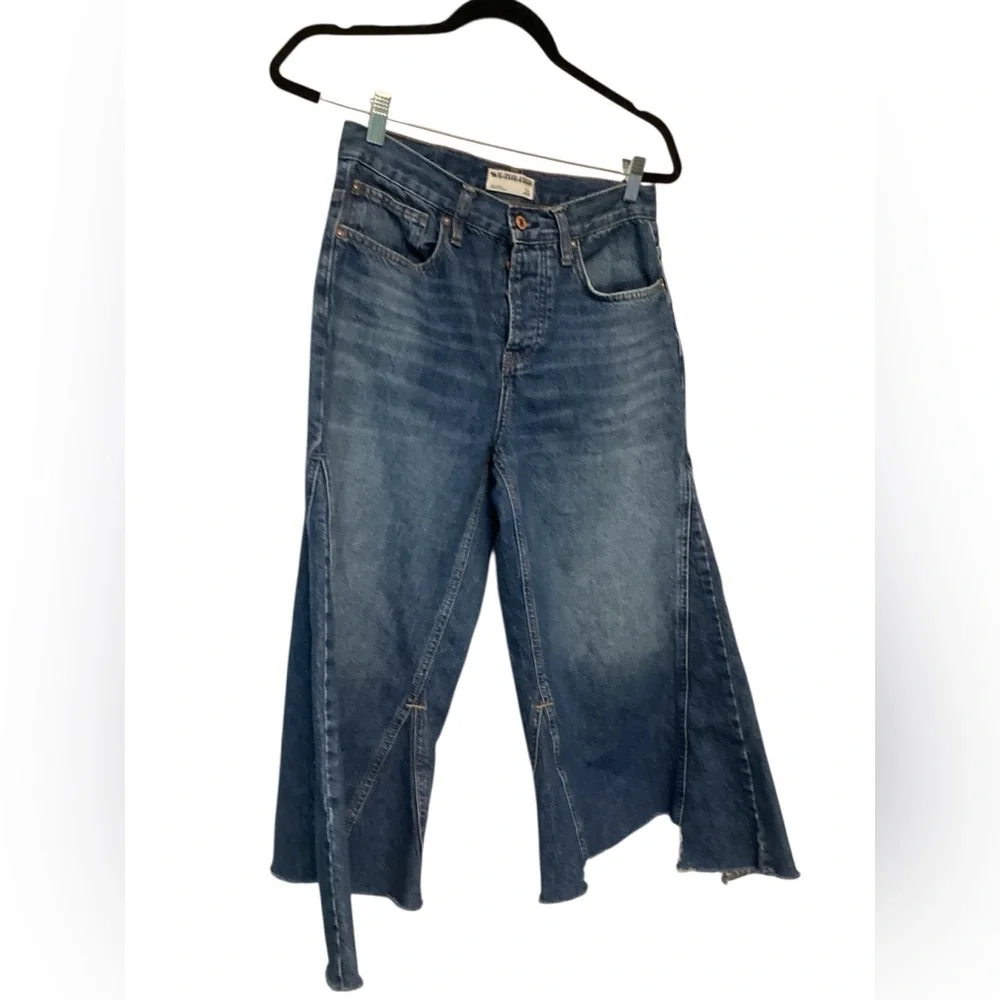 We The Free Ripple Wide-Leg Pieced Cropped Jeans